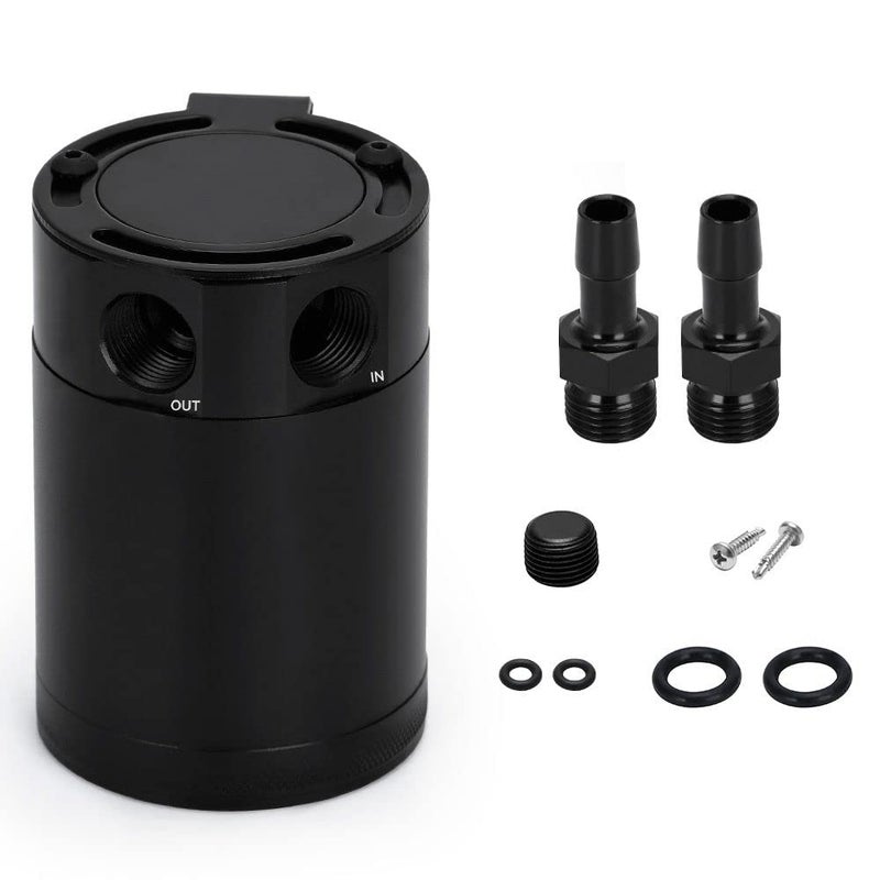 PQY Baffled Oil Catch Can Kit Universal 2 Port Aluminum Oil Separator Reservoir Tank - Image 1